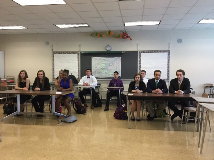 Law Students sit in mock trial court to have their cases heard. 