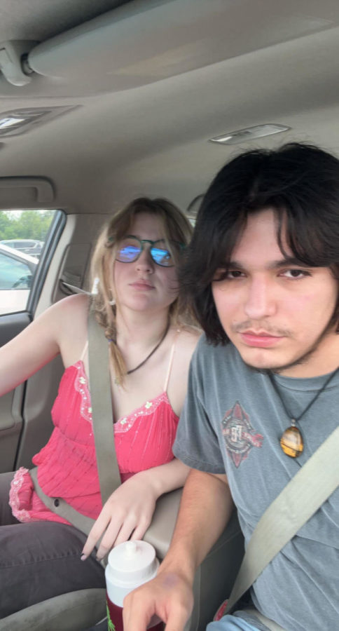 Seniors, Makayla Roach and Ruben Rojas, are ready to enter Target after snapping friends. Ruben was taking selfies, while enjoying the last month of summer vacation.