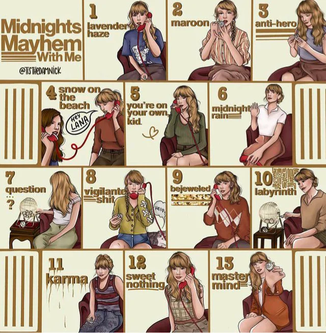 Fan rendering from every episode of the Tik Tok series, Midnights Mayhem with Me