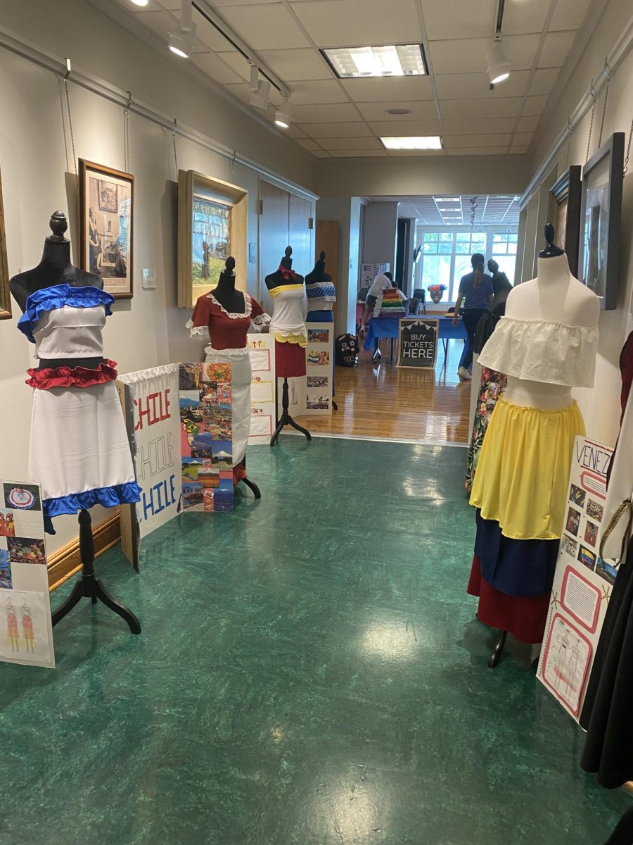 Traditional Hispanic garments created by the Fabric Arts students on display during the Hispanic Foods Fiesta. 