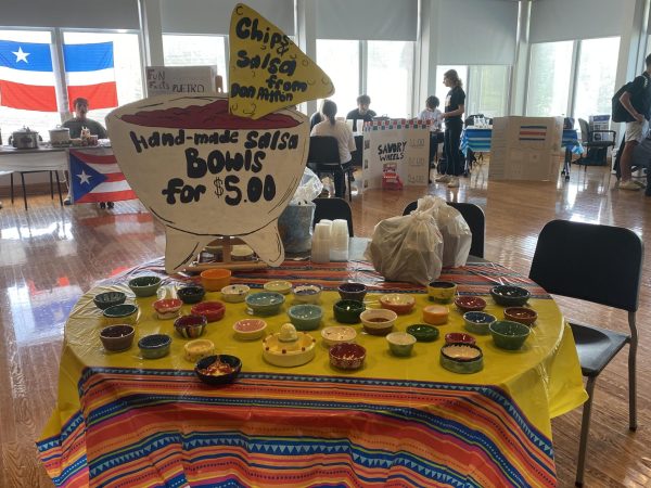 Salsa bowls created by the Ceramics students that were filled with Don Patron salsa. 