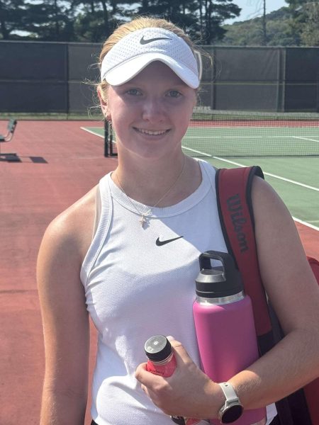 Carlin pictured after winning a pro-set at section singles.