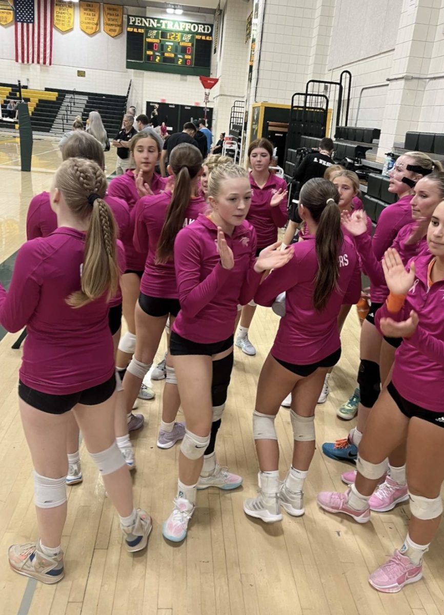 The Girls’ Volleyball team also sports pink warm-ups to raise awareness for breast cancer. Outside hitter, Bailey Onifer said, “I love how having a designated pink-out game, and wearing pink all October not only brings the team together but also brings in the coaches and fans from both sides of the court together to support a good cause.”
