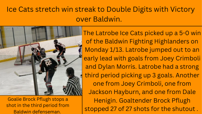 Ice Cats pick up tenth straight win with Victory over Baldwin